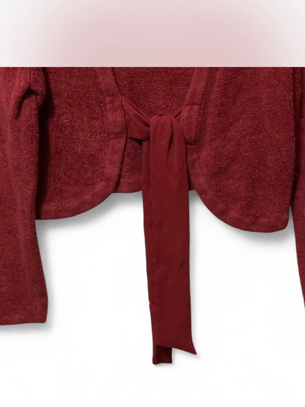 Anthropologie Wine Burgundy Tie-Front Women's Sweater - Picture 5 of 7